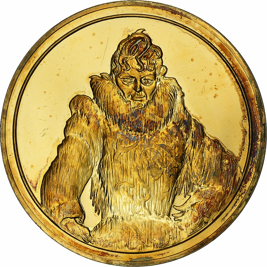 Francia, medalla, Femme au boa noir, Henri de Toulouse-Lautrec, Oro vermeil, EBC