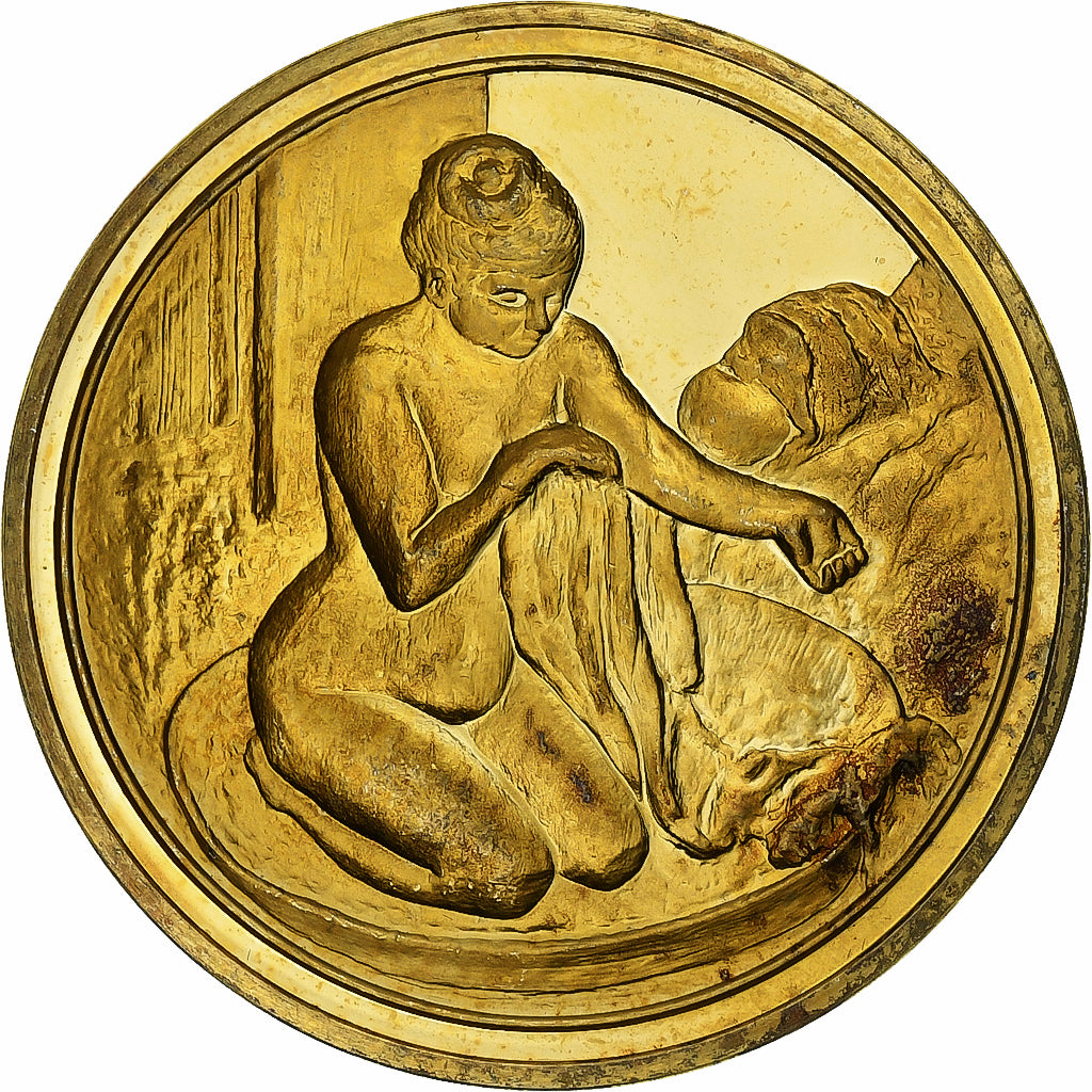 France, Medal, Woman in a Tub, Edgar Degas, Vermeil, AU(55-58)
