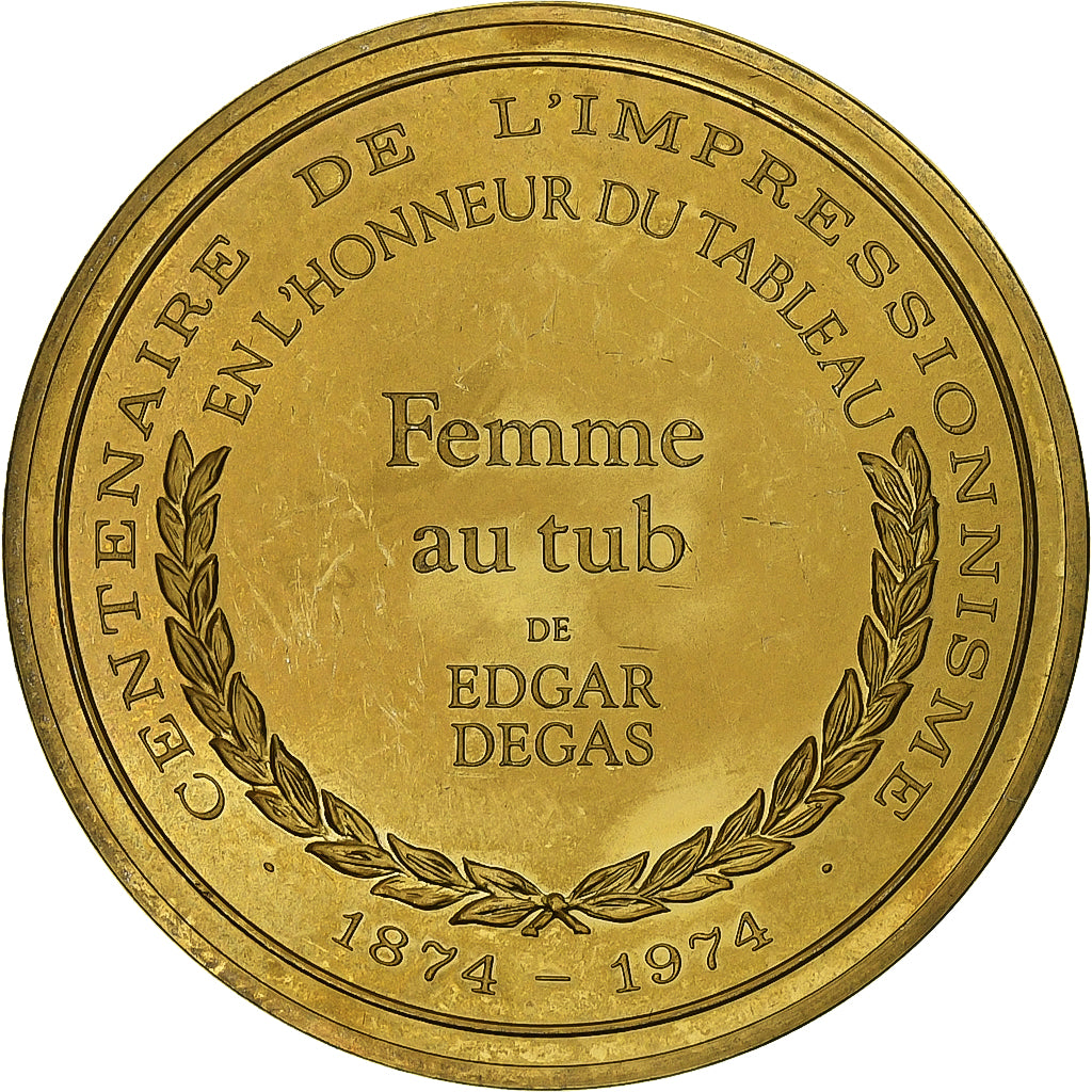 France, Medal, Woman in a Tub, Edgar Degas, Vermeil, AU(55-58)