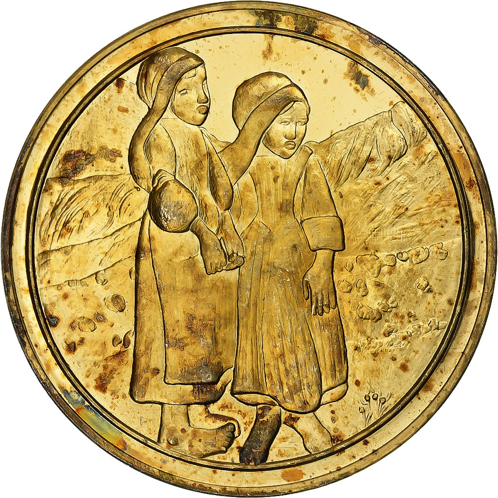 France, Médaille, Petites bretonnes au bord de la mer, Paul Gauguin, Vermeil