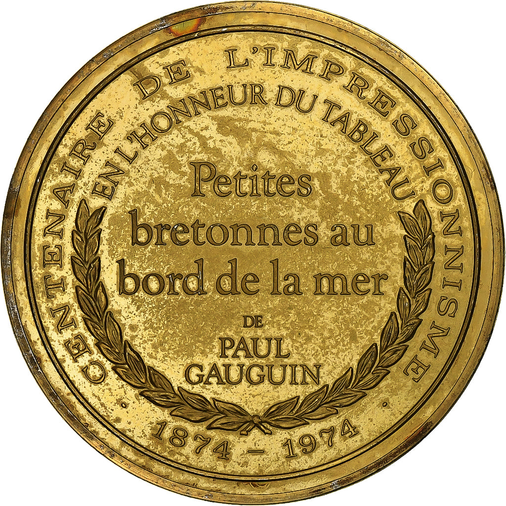 France, Médaille, Petites bretonnes au bord de la mer, Paul Gauguin, Vermeil
