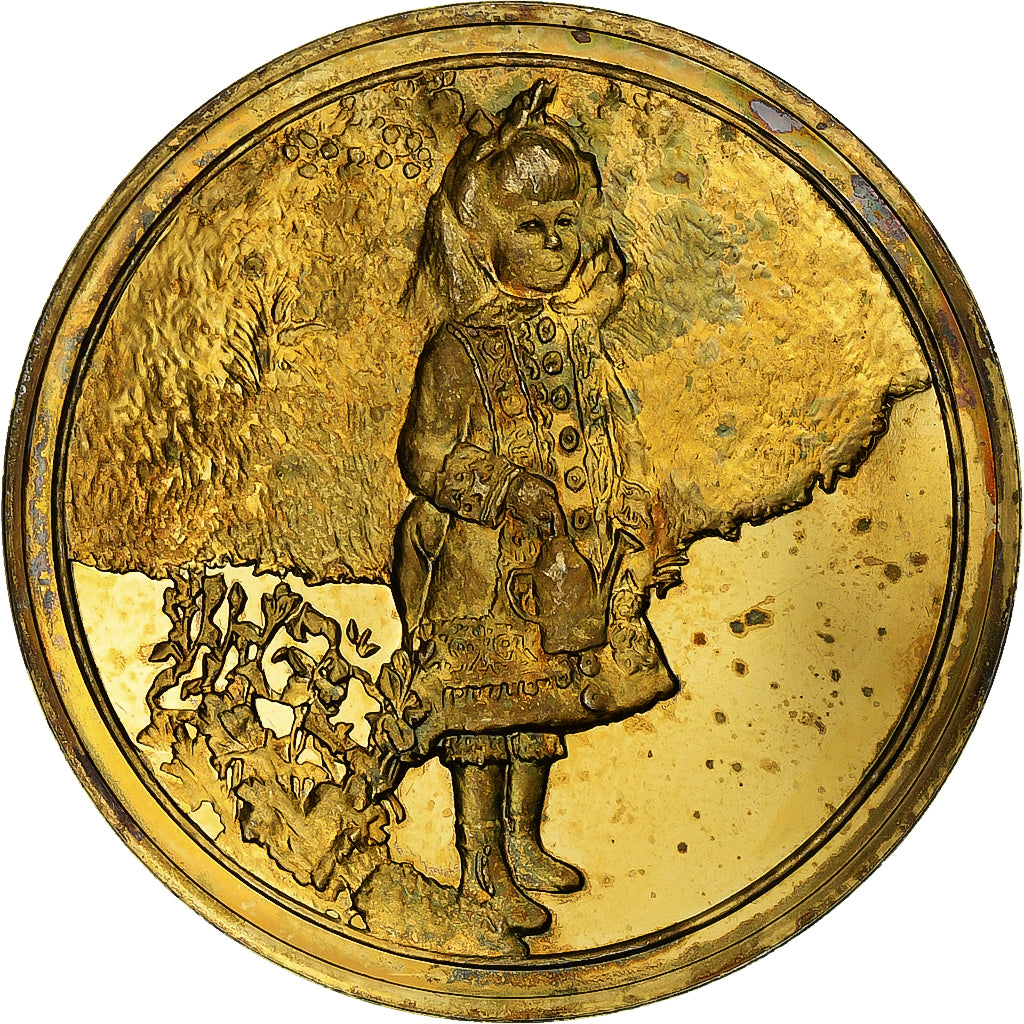 France, Medal, La Petite Fille à l'arrosoir, Auguste Renoir, Vermeil, AU(55-58)