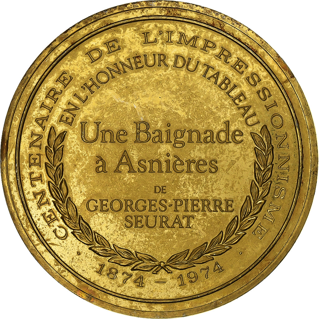 Frankreich, Medaille, Une baignade à Asnières, Georges Seurat, Vermeil, VZ