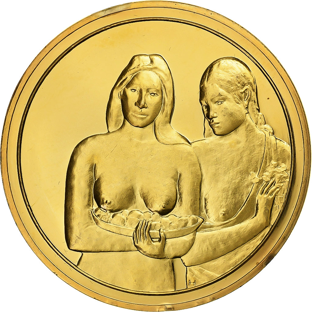 France, Medal, Two Tahitian Women, Paul Gauguin, Vermeil, AU(55-58)