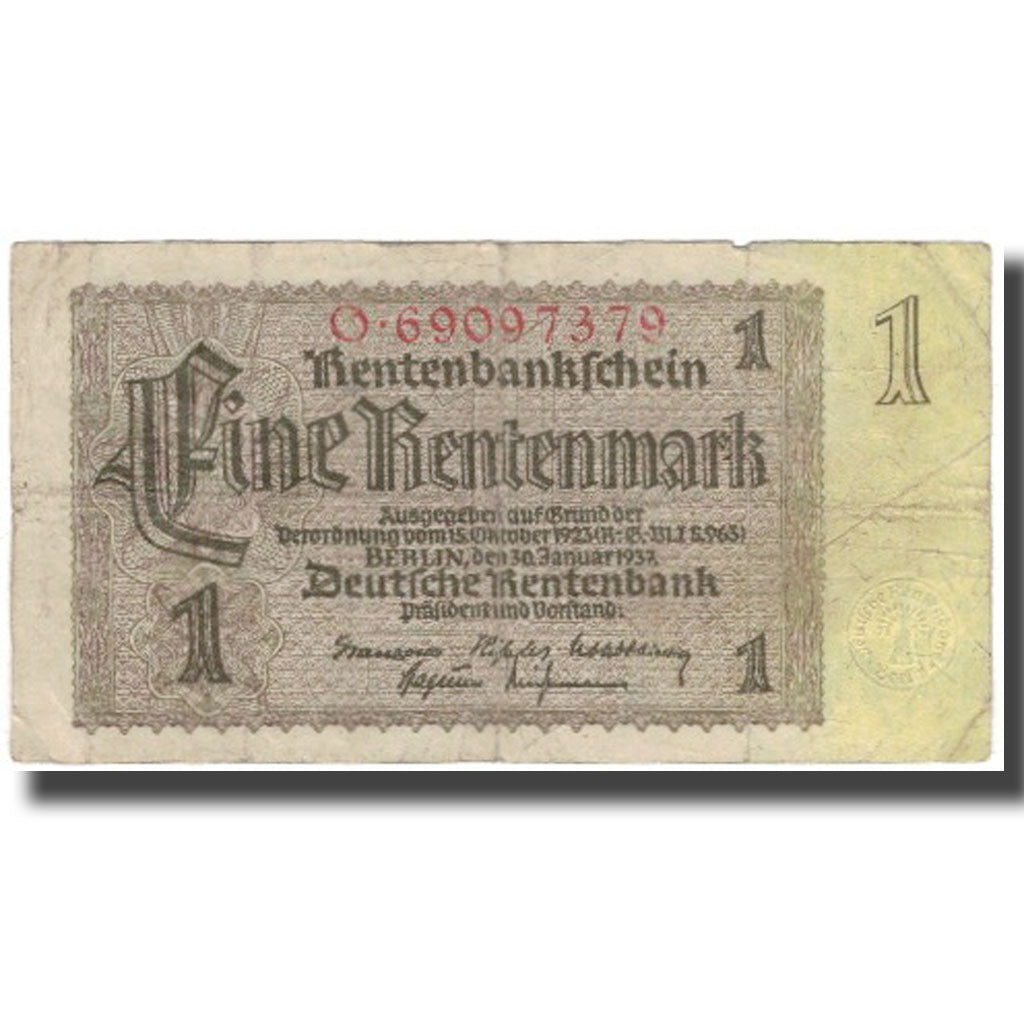 Banknote, Germany, 1 Rentenmark, 1937, KM:173b, F(12-15)
