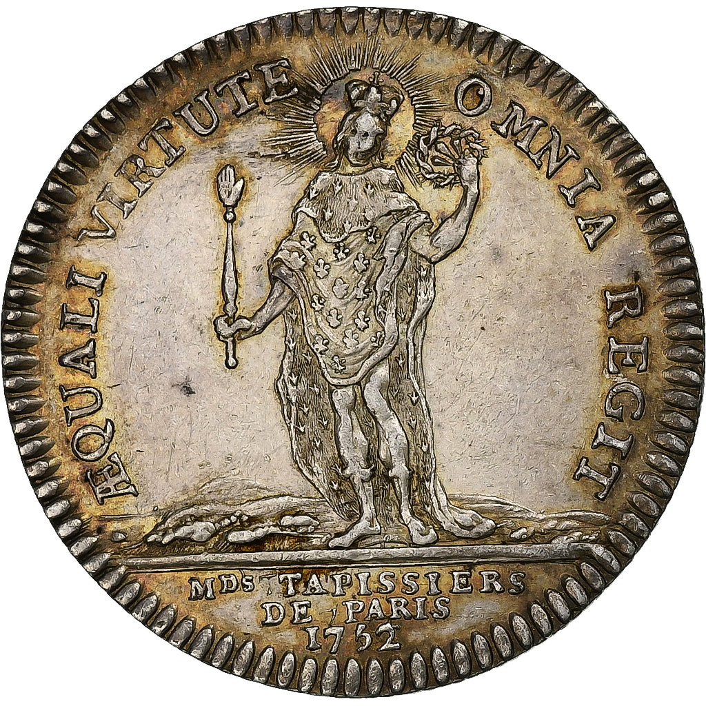 France, Token, Louis XV, Tapissiers de Paris, 1752, Silver, AU(55-58)
