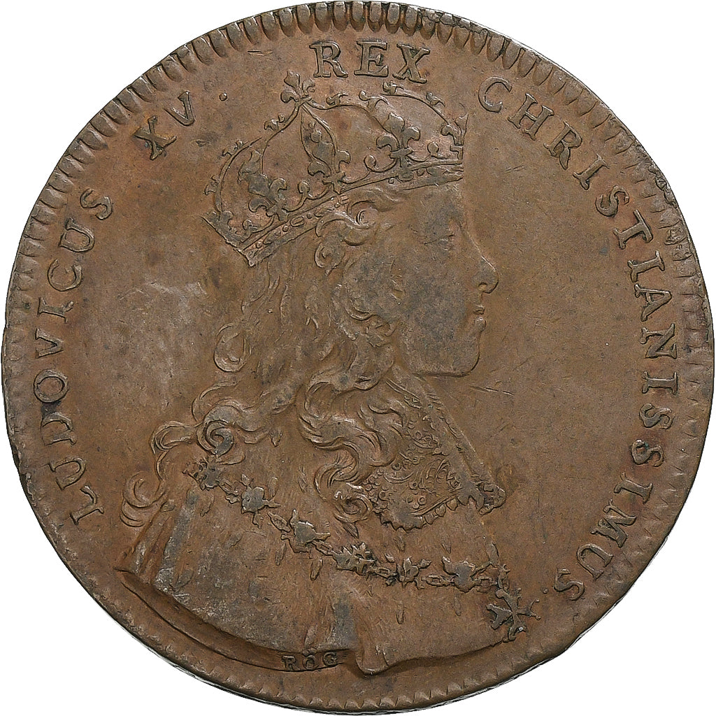 França, Token, Fiançailles de Louis XV, États de Lille, n.d., Cobre