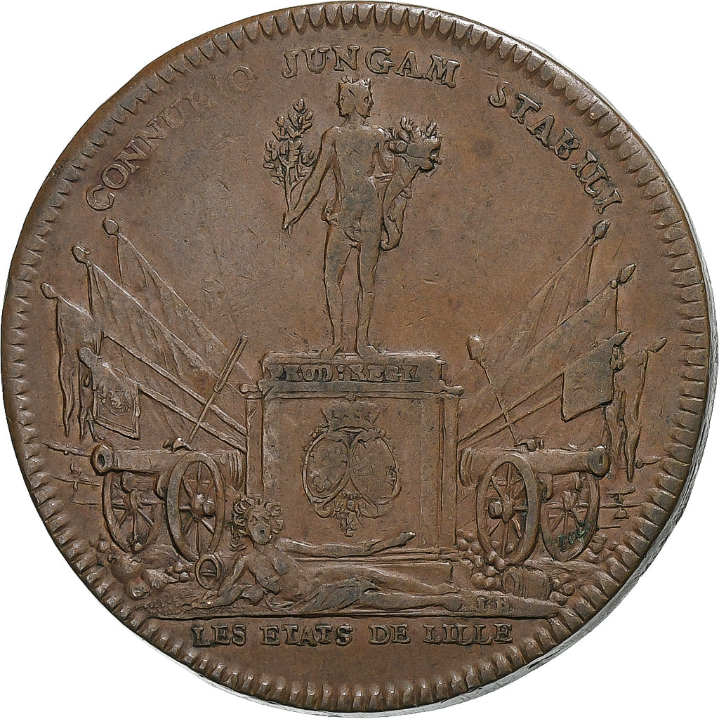 França, Token, Fiançailles de Louis XV, États de Lille, n.d., Cobre