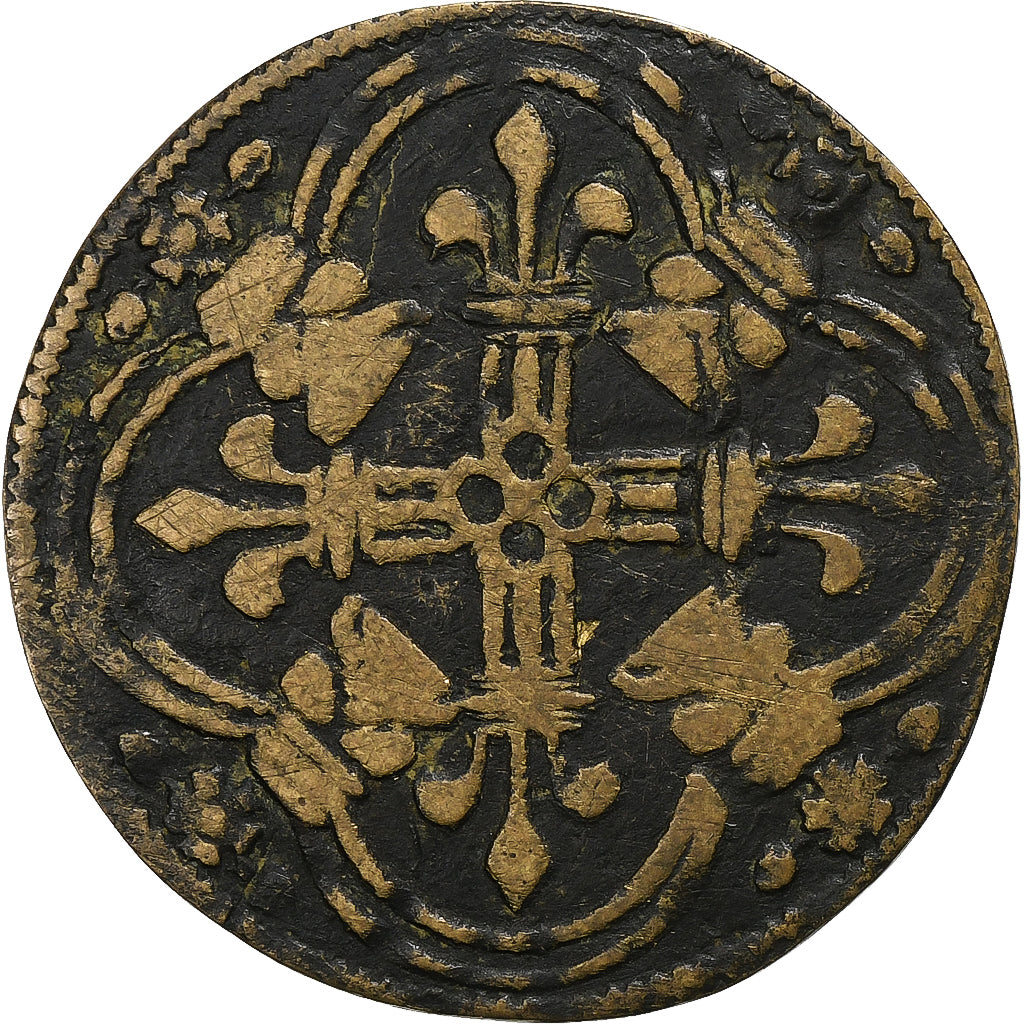 França, Counter token, Jeton au lys central et aux quintefeuilles, n.d., Cobre