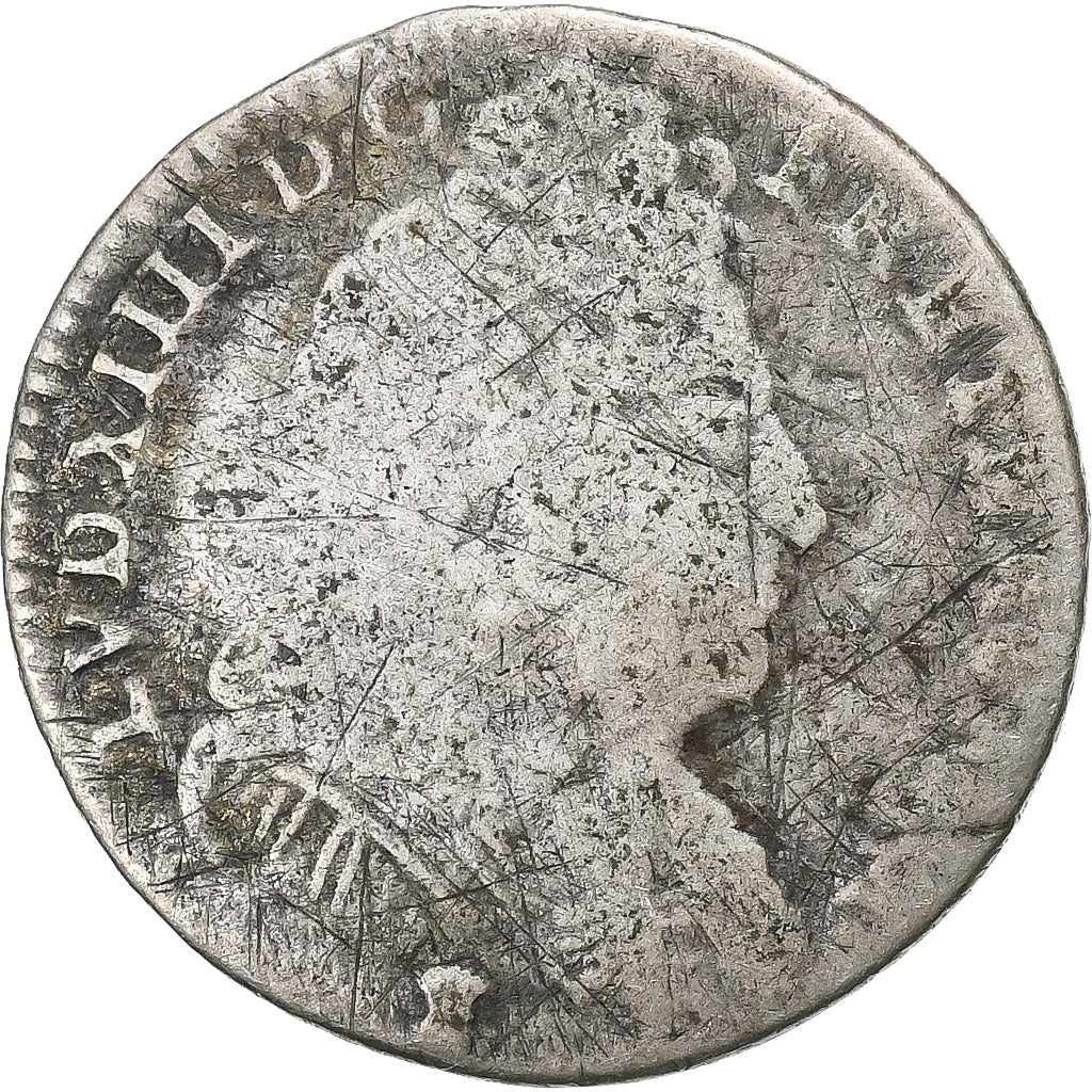 France, Louis XIV, 1/10 Écu aux 3 couronnes, 1711, Rennes, Silver, VF(20-25)