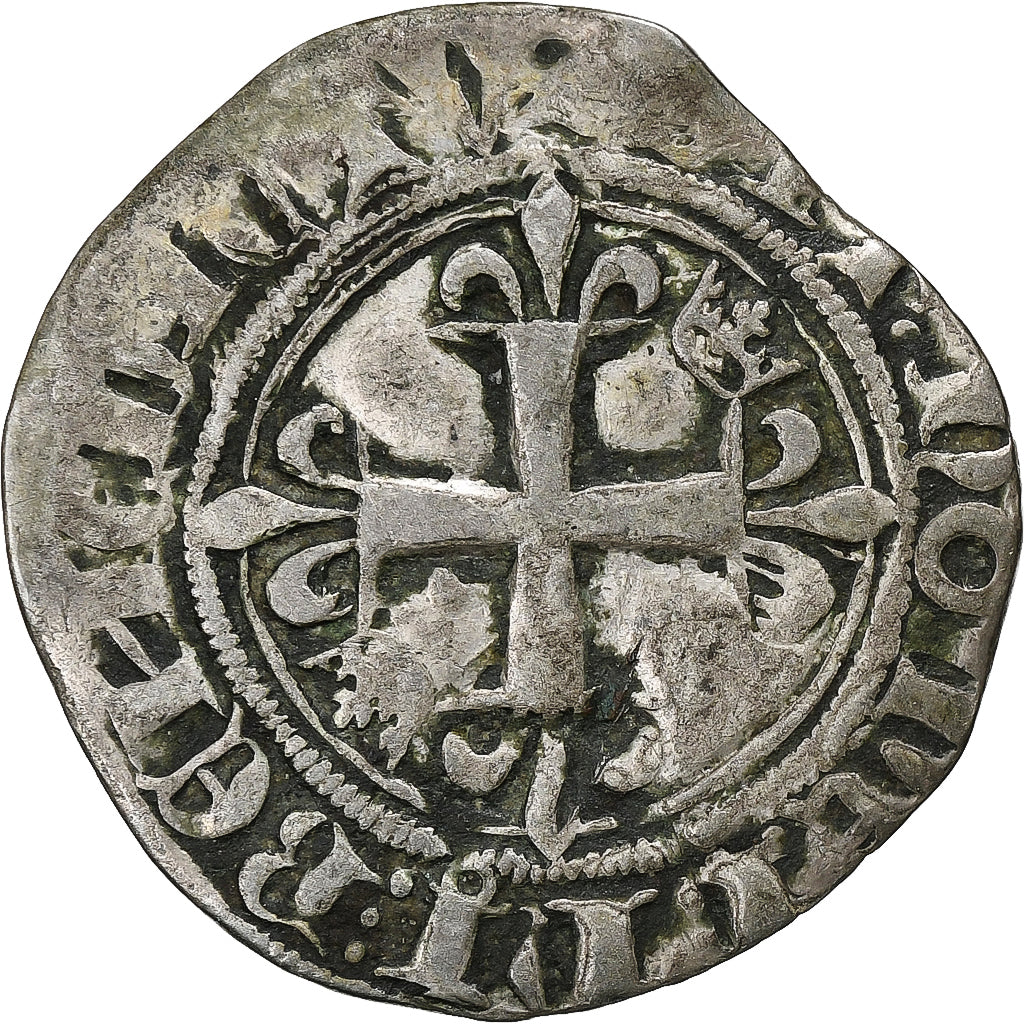 France, Charles VI, Florette, 1417-1422, Saint-Pourçain, Billon, VF(30-35)