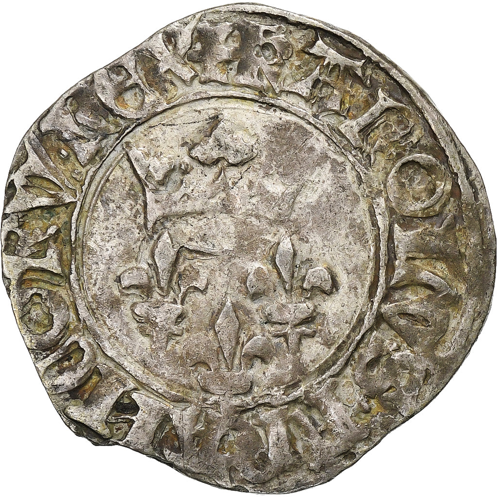 France, Charles VI, Florette, 1417-1422, Tournai, Billon, VF(30-35)