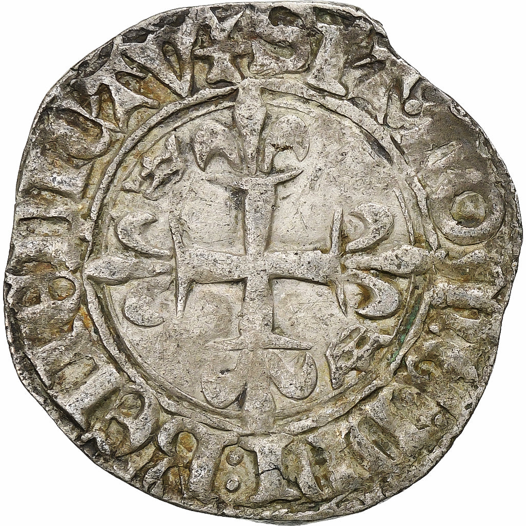 France, Charles VI, Florette, 1417-1422, Tournai, Billon, VF(30-35)