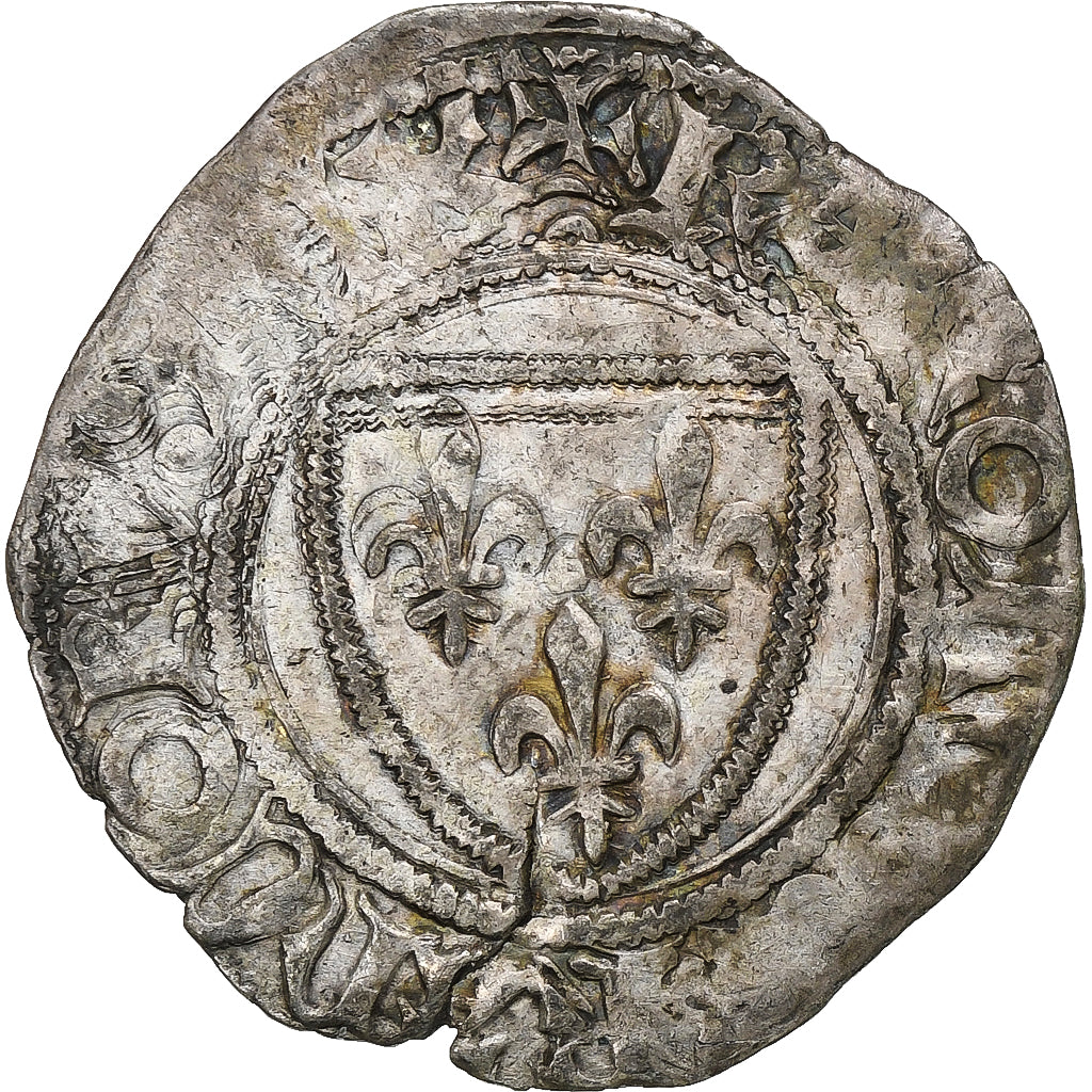 France, Charles VI, Blanc Guénar, 1389-1422, Paris, Billon, EF(40-45)