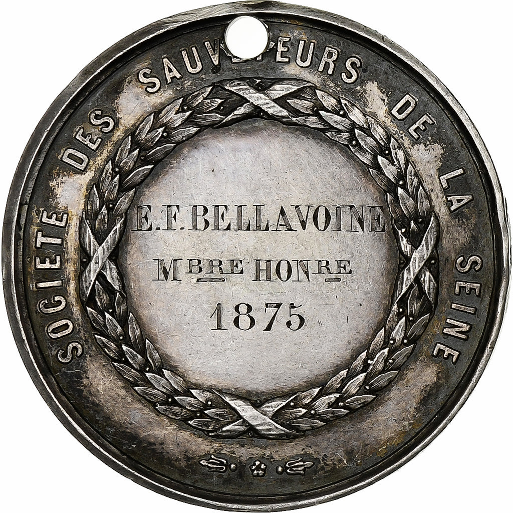 Frankreich, Medaille, Société des Sauveteurs de la Seine, 1875, Silber, VZ