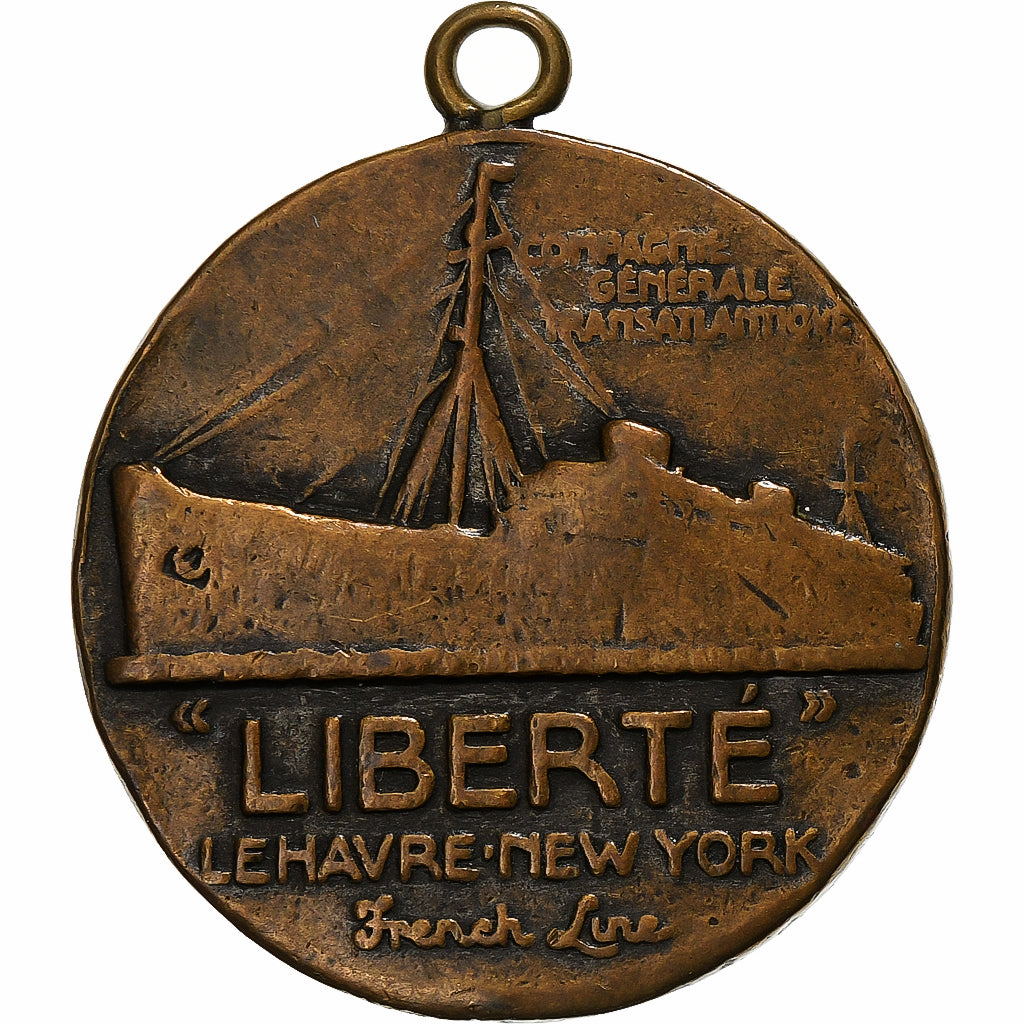 France, Medal, Compagnie Générale Transatlantique, Liberté, n.d., Copper