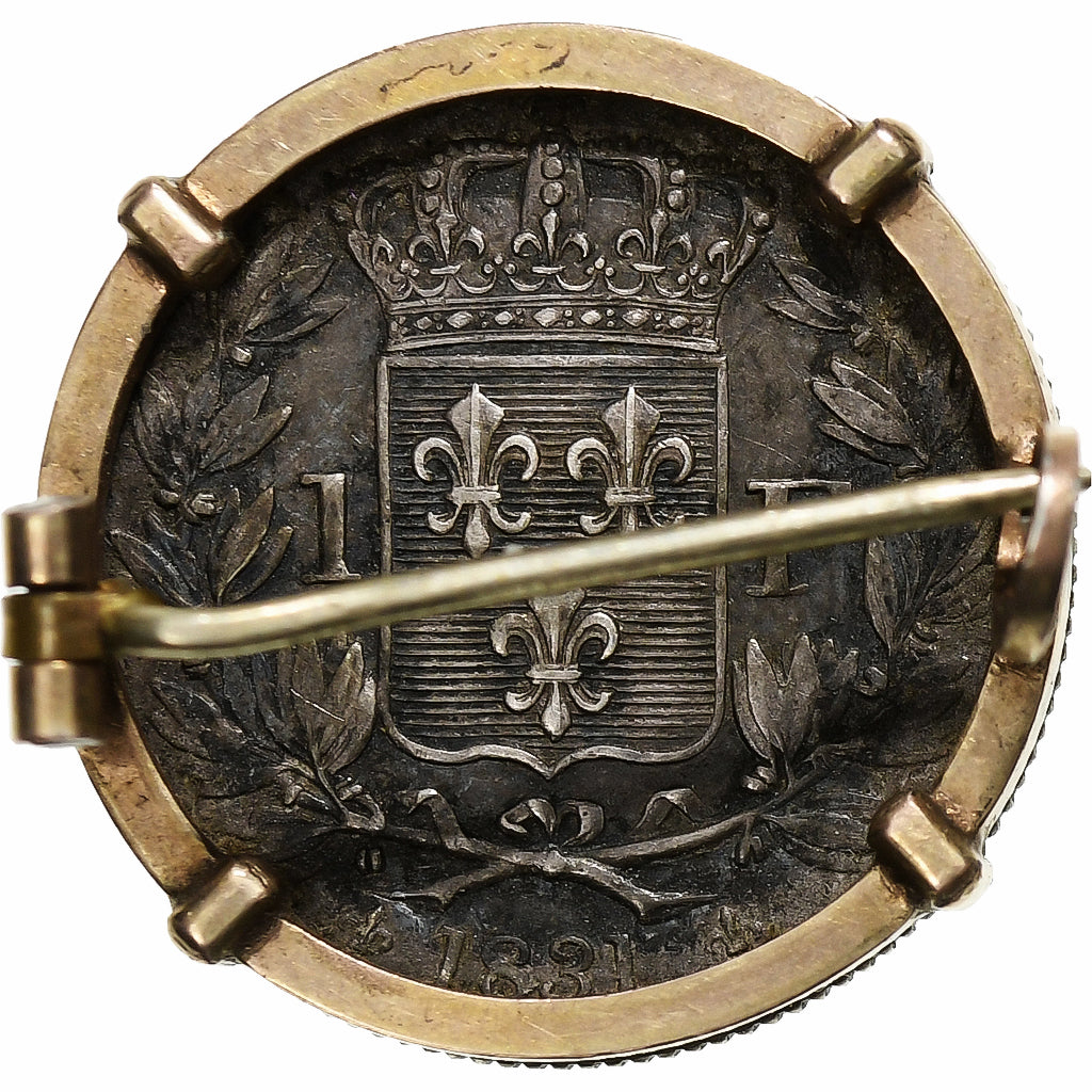 France, Brooch, Henri V, 1831, Silver, 1 Franc, AU(55-58)
