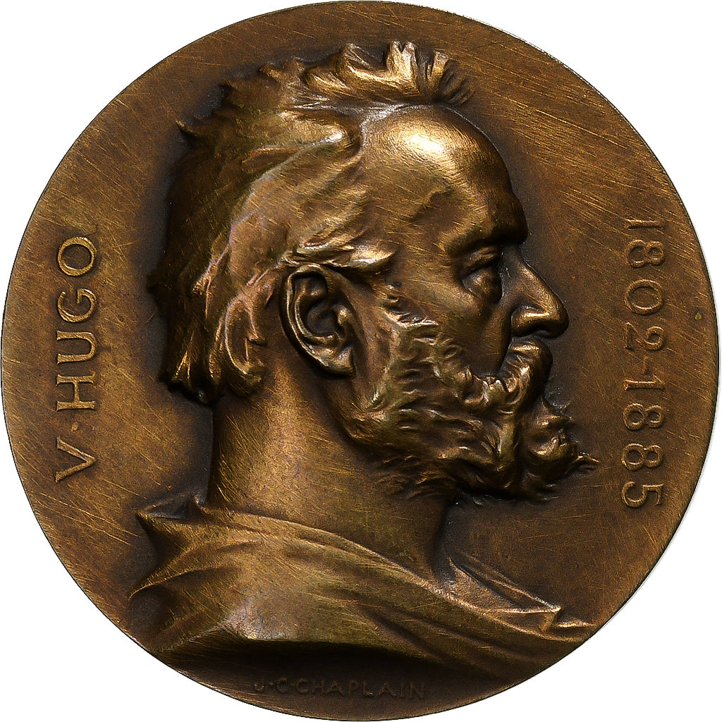 França, medalha, Victor Hugo, Souvenir du Centenaire, 1902, Bronze, MS(60-62)
