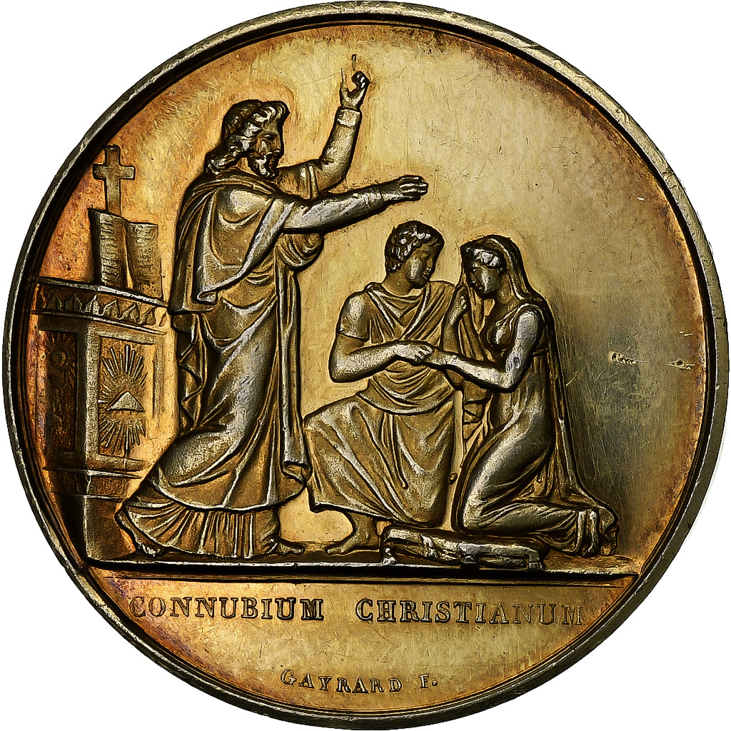 France, Wedding medal, 1858, Silver, Gayrard, AU(55-58)