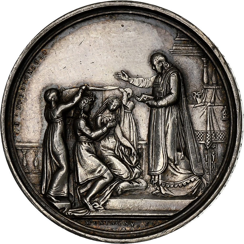 France, Wedding medal, 1830, Silver, De Puymaurin, AU(55-58)