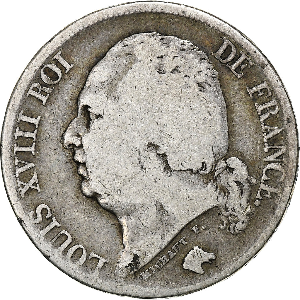Francia, Louis XVIII, 2 Francs, 1824, Lille, Argento, MB, Gadoury:513
