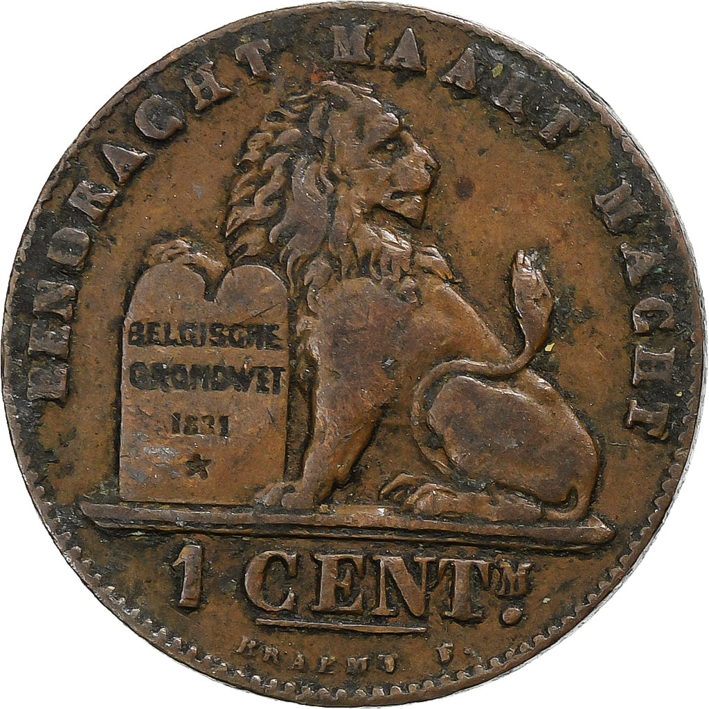 Bélgica, Albert I, 1 Centime, 1912, Brussels, Cobre, VF(30-35)
