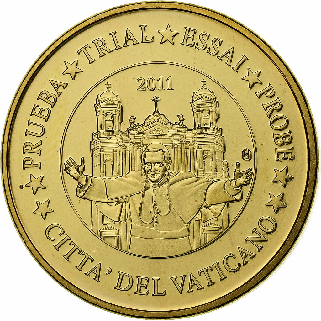 Watykan, 10 Euro Cent, Essai-Trial, Egzemplarz, 2011, Mosiądz, MS(64)