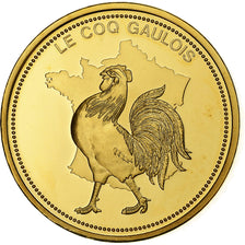 France, Medal, Histoire de France, Le Coq Gaulois, Copper Gilt, Proof, MS(64)