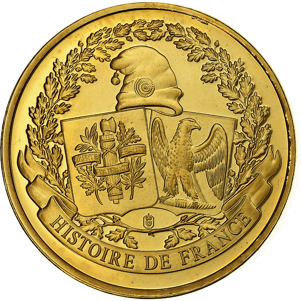 France, Medal, Histoire de France, Le Coq Gaulois, Copper Gilt, Proof, MS(64)