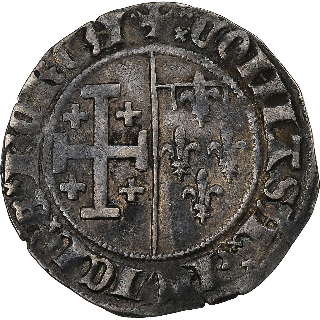 Francja, County of Provence, Jeanne de Naples, Gros, 1343-1382, Srebro