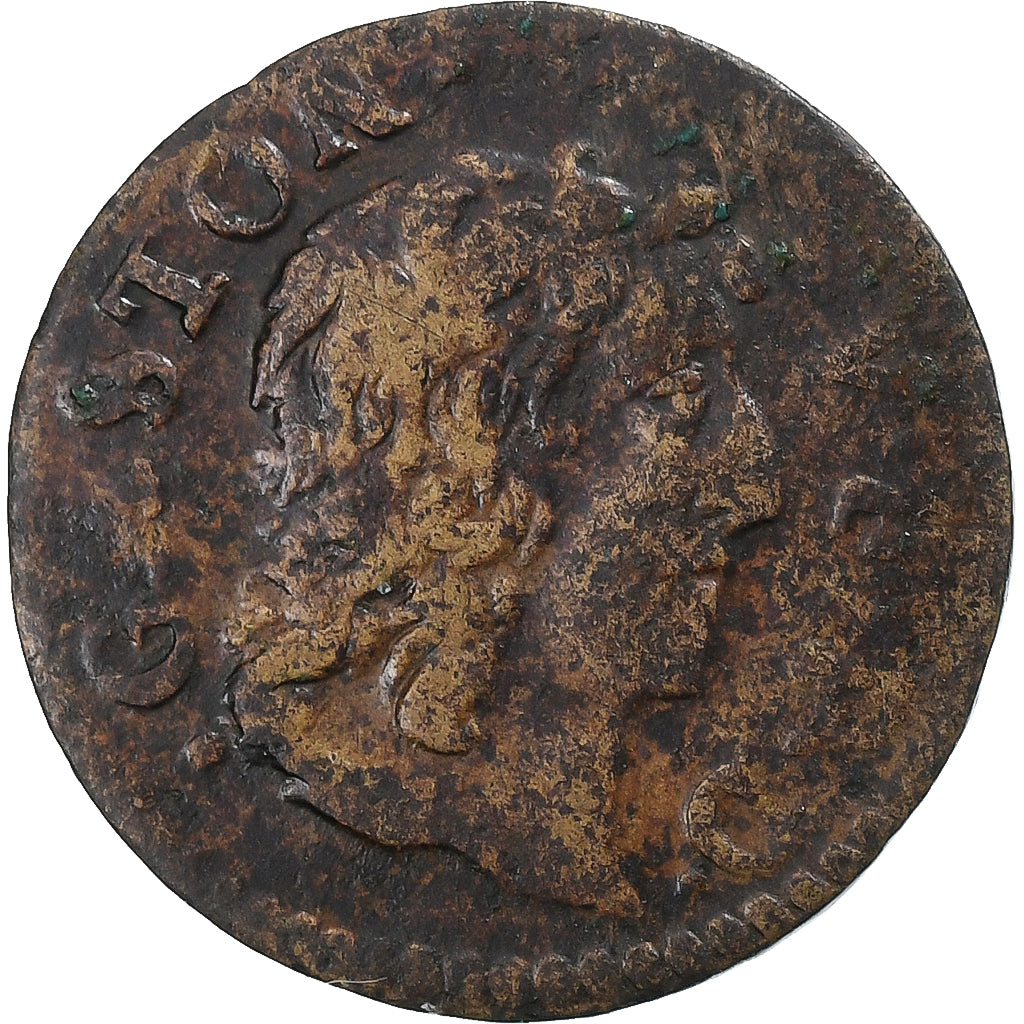 Principado de Dombes, Gaston d'Orléans, Denier Tournois, 1650, Trévoux, Cobre