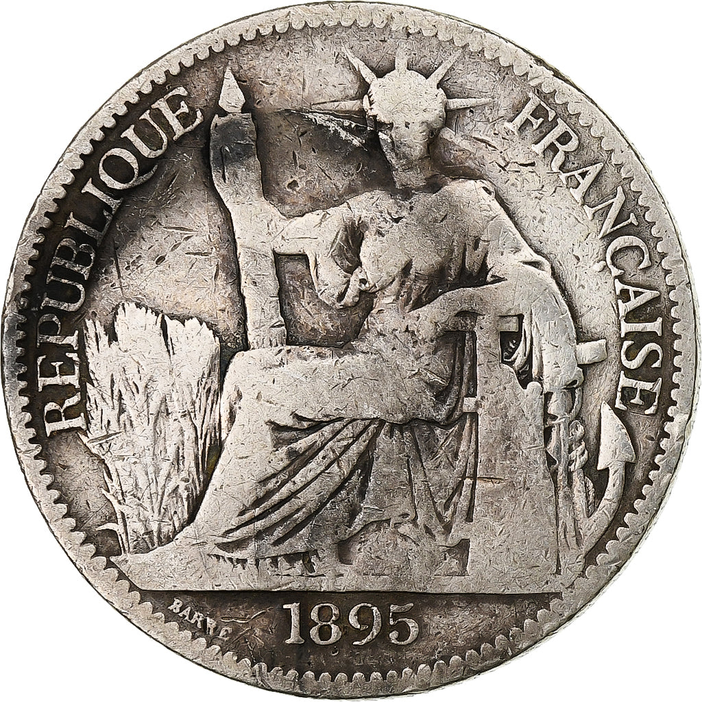 French Indochina, 50 Centimes, 1895, Paris, Silver, VF(20-25)