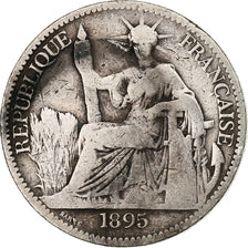 French Indochina, 50 Centimes, 1895, Paris, Silver, VF(20-25)