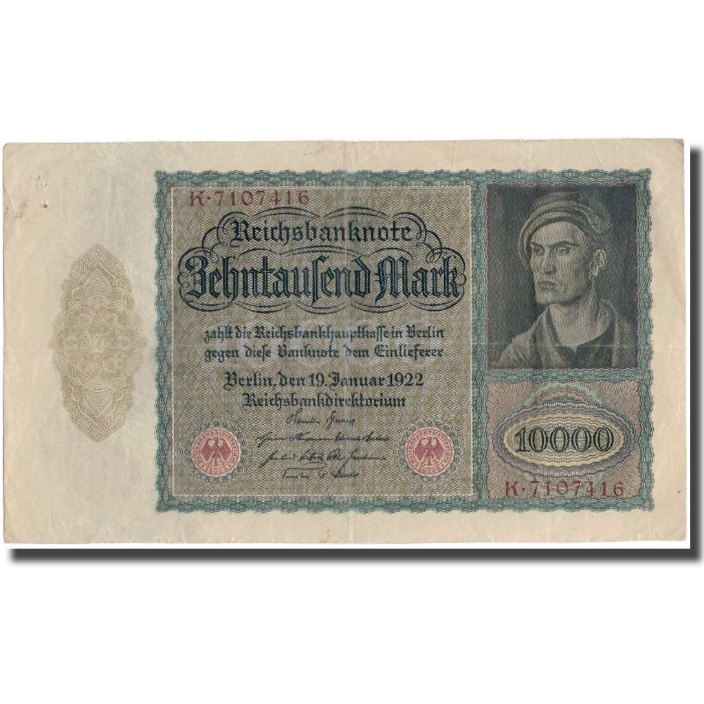 Banknot, Niemcy, 10,000 Mark, 1922, KM:71, EF(40-45)