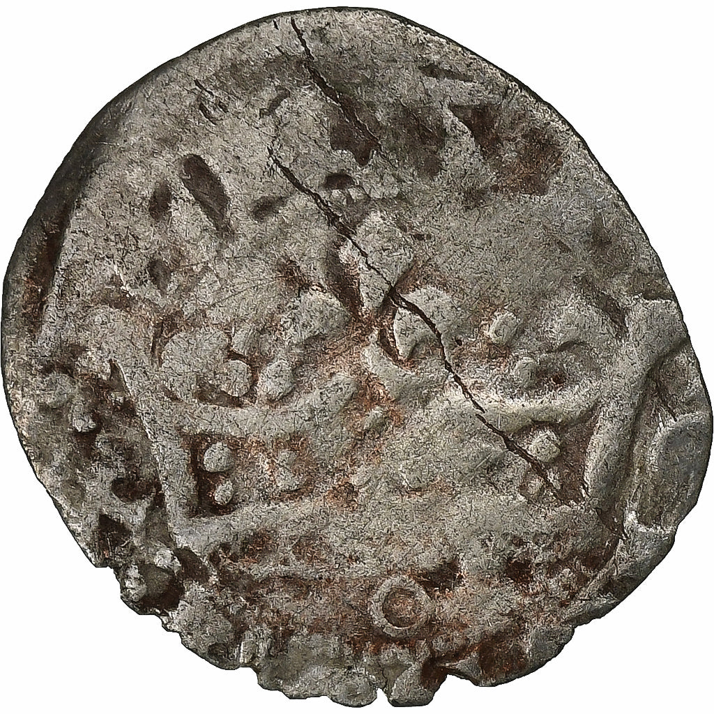 France, Charles IV, Double Parisis, 1323-1328, Billon, VF(20-25), Duplessy:244b