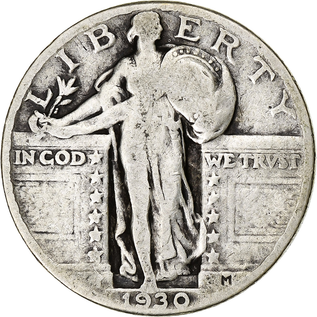États-Unis, Quarter dollar, Standing Liberty, 1930, Philadelphie, Argent, B+