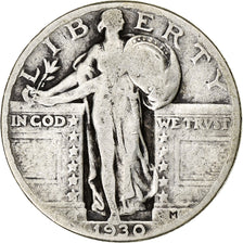 États-Unis, Quarter dollar, Standing Liberty, 1930, Philadelphie, Argent, B+