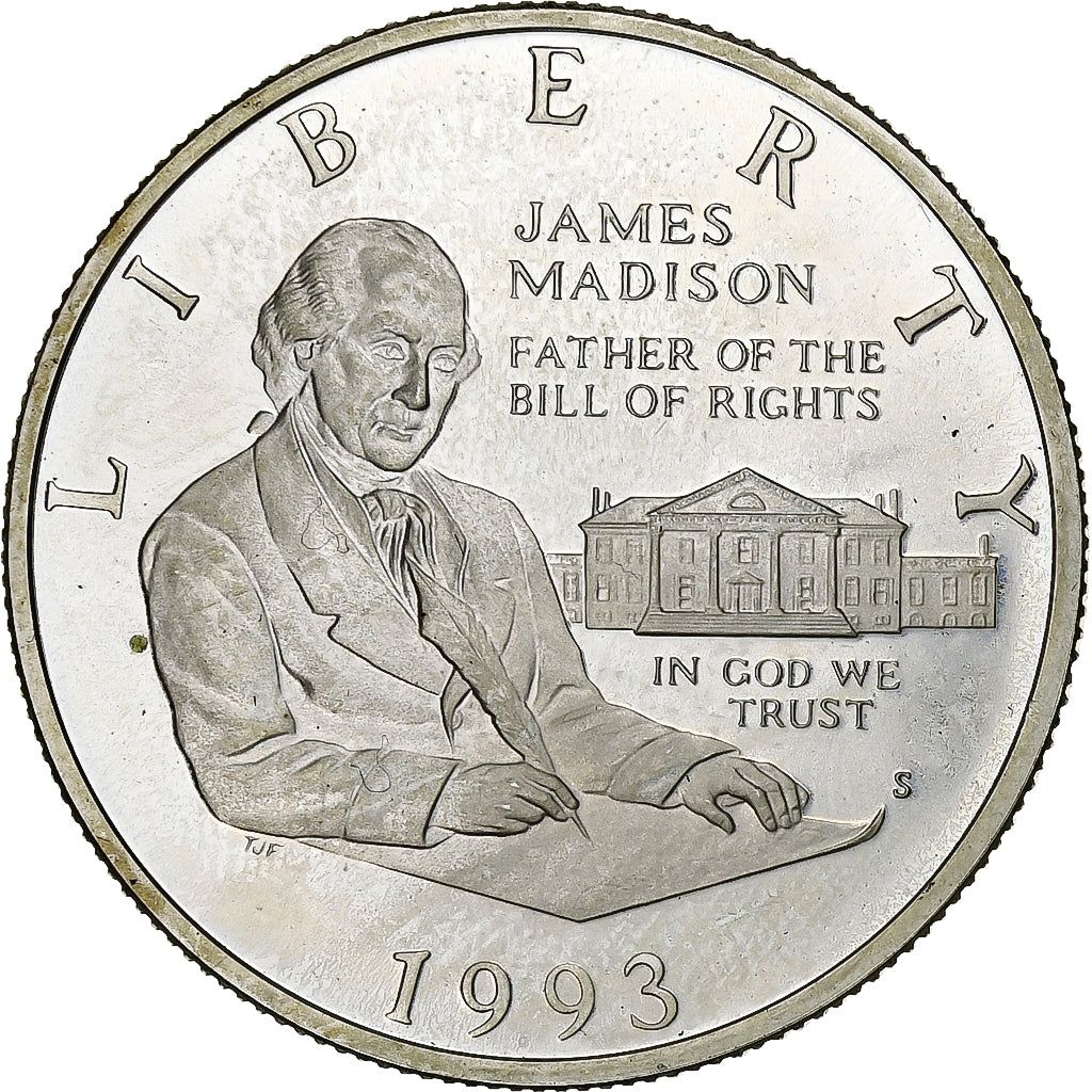 Stati Uniti, Half Dollar, James Madison, 1993, San Francisco, FS, Argento, SPL-