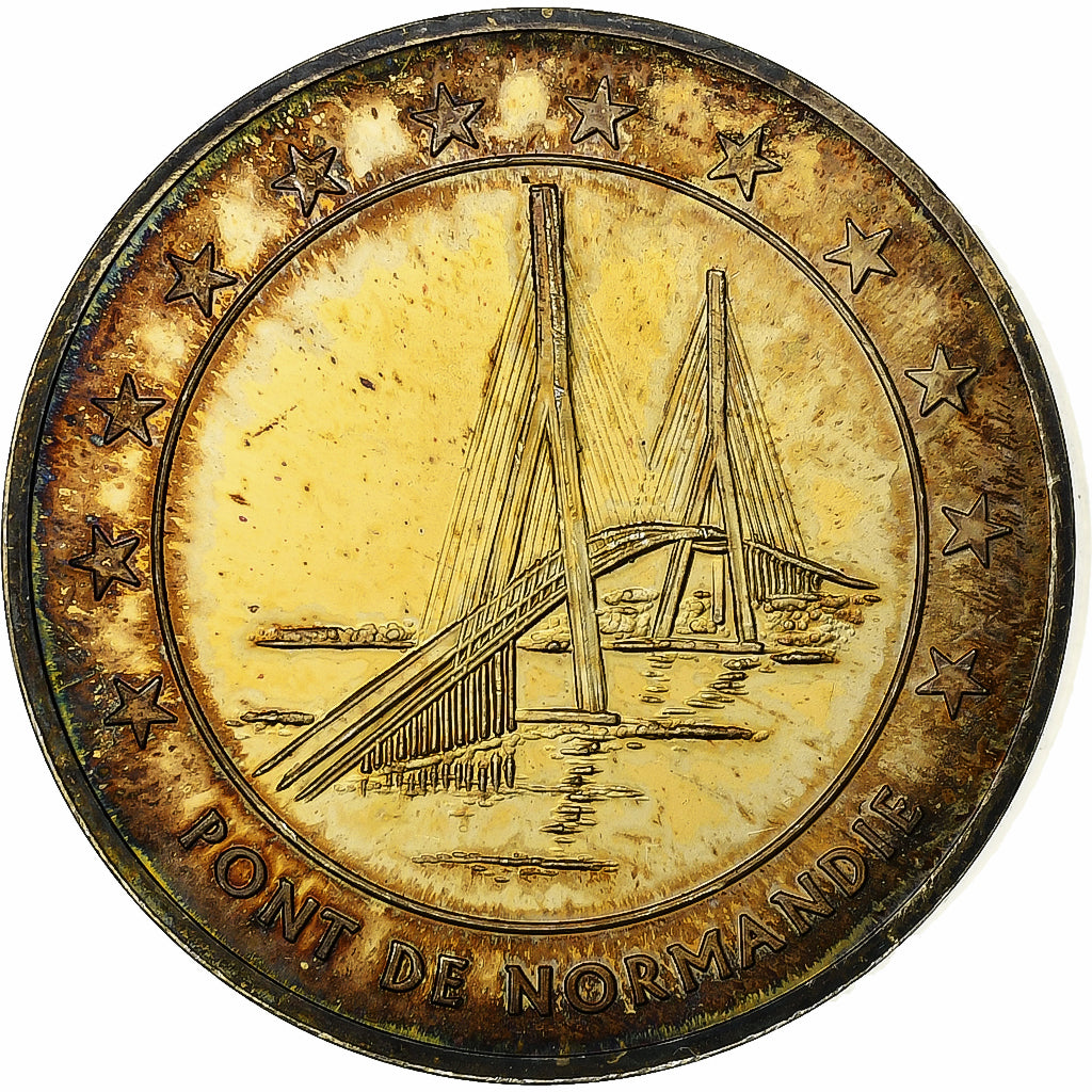 France, Jeton, 20 Euro, Ville du Havre, Pont de Normandie, 1996, Vermeil, SUP+