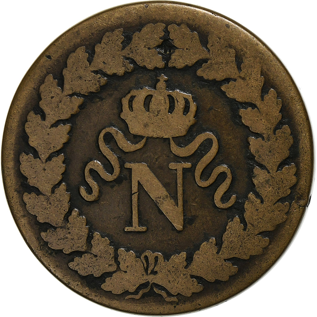 Frankreich, 1 Décime, Boite de forçat, 1815, Bronze, S