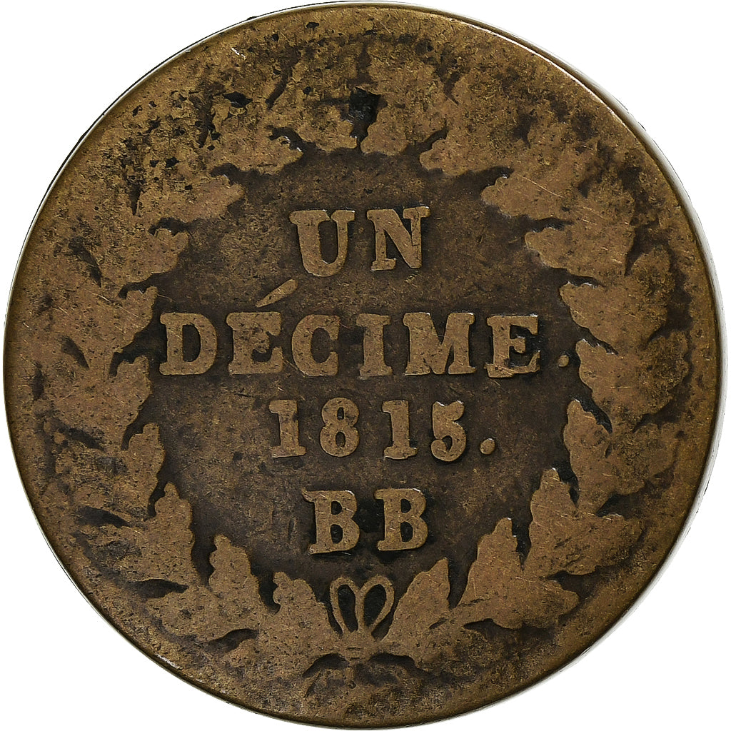 Frankreich, 1 Décime, Boite de forçat, 1815, Bronze, S