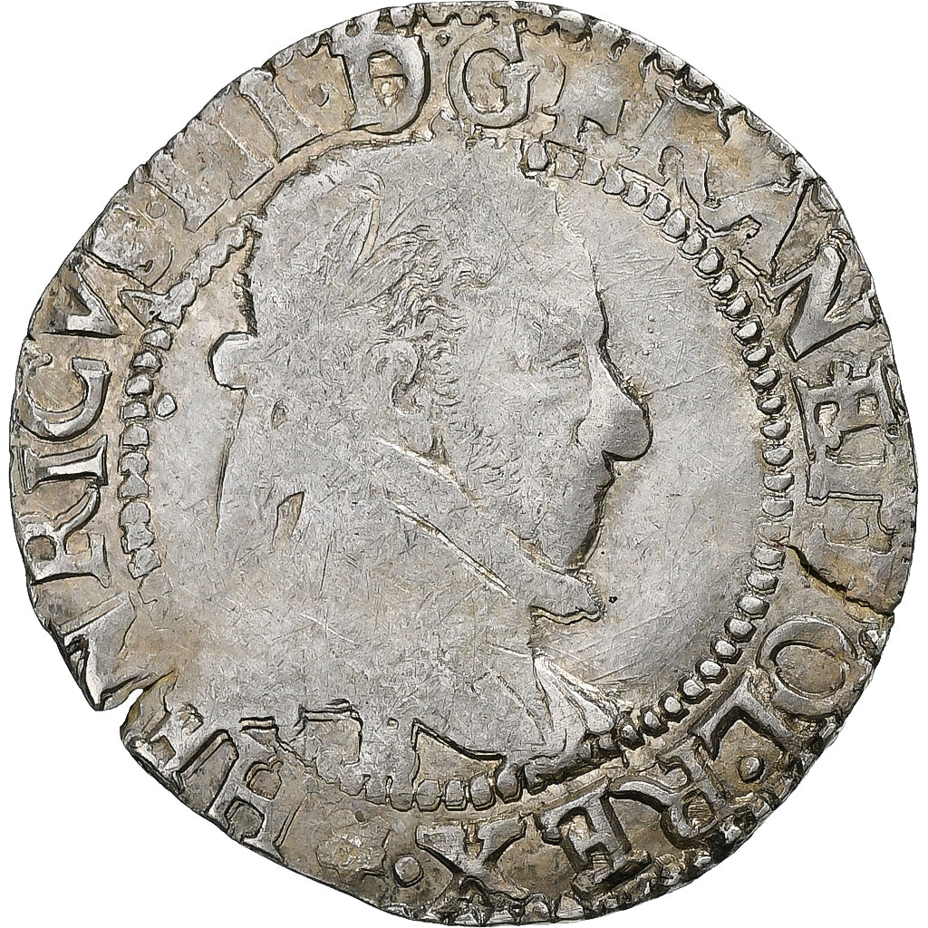 Francia, Henri III, 1/2 Franc, 1587, Tours, Plata, BC+, Gadoury:487