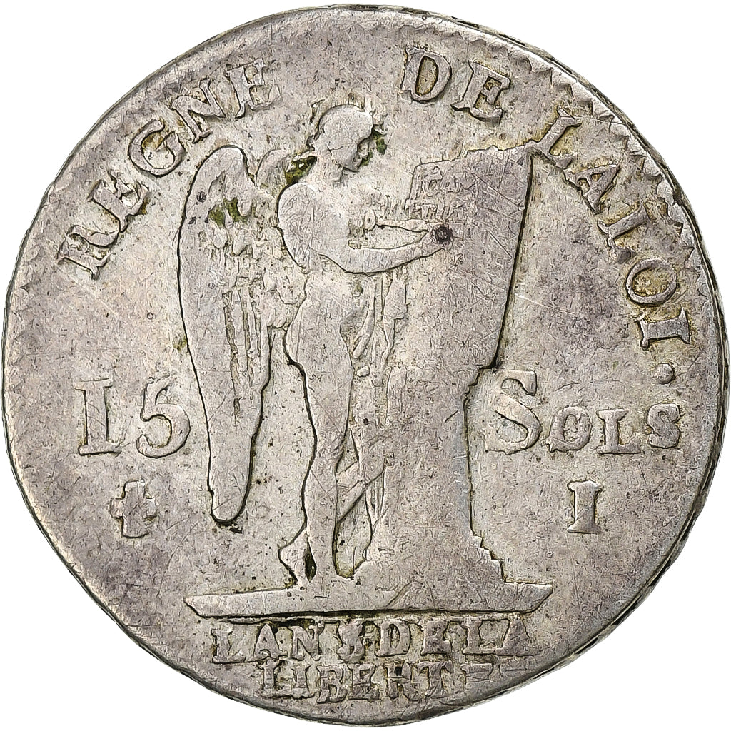 Francia, Louis XVI, 15 Sols, 1791 / AN 3, Limoges, Plata, BC+