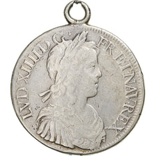 France, Louis XIV, Écu à la mèche longue, 1652, Paris, Silver, VF(30-35)