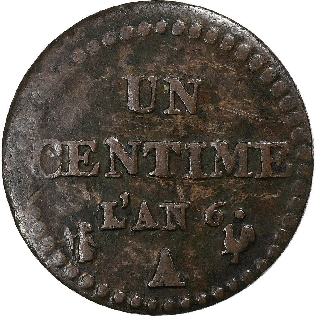 Francja, 1 Centime, Dupré, AN 6, Paris, Miedź, EF(40-45)