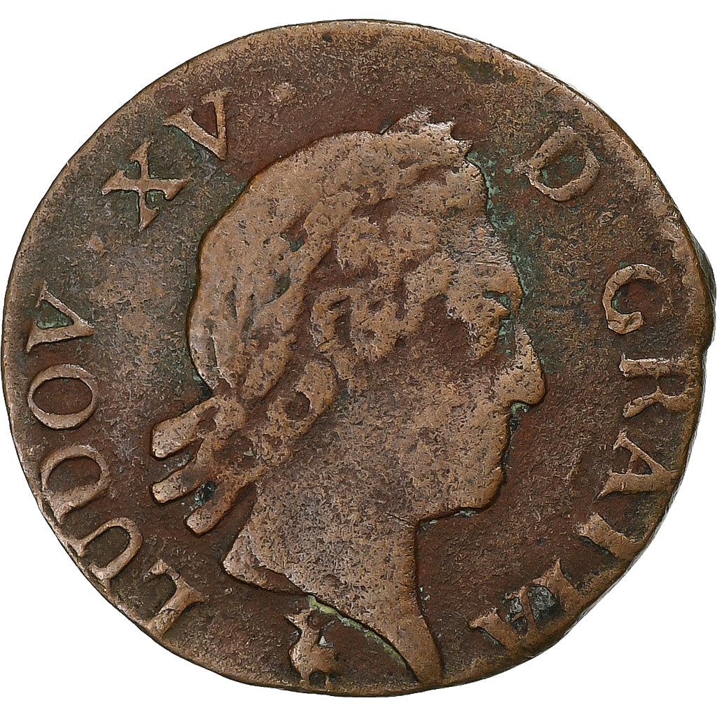 França, Louis XV, Liard, 1771, Troyes, Cobre, VF(20-25)