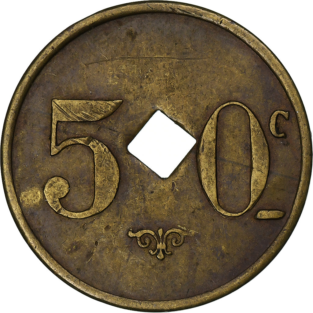 France, Jeton, 50 centimes, Trouée, TTB, Laiton