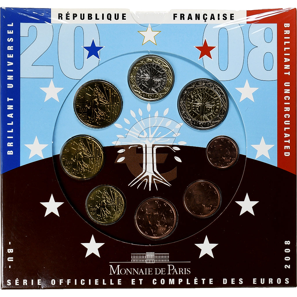 Francja, Coffret 1c. à 2€, 2008, Monnaie de Paris, BU, MS(65-70), ND
