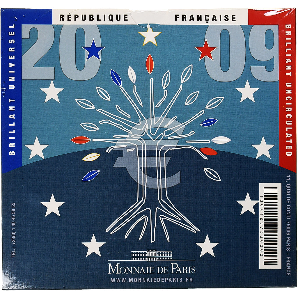 France, Coffret 1c. à 2€, 2009, Monnaie de Paris, BU, MS(65-70)