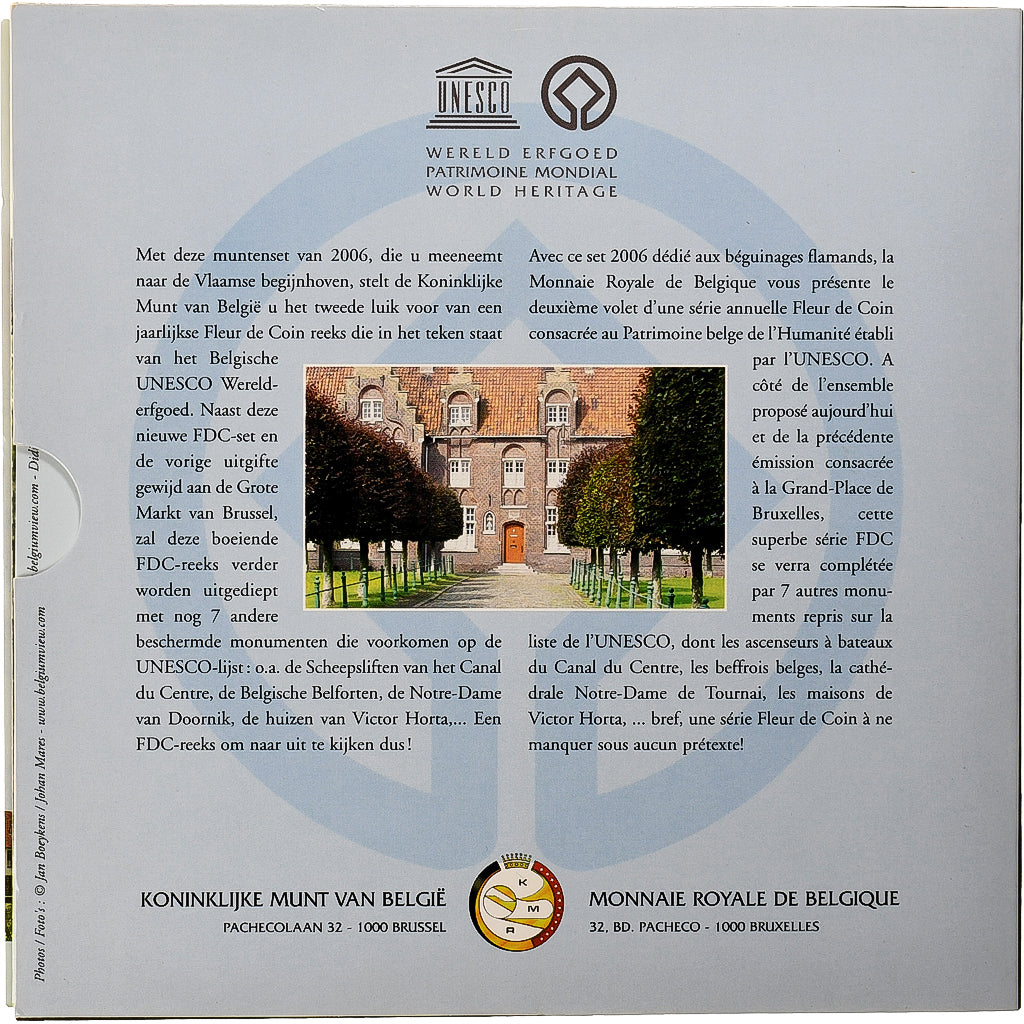 België, Coffret 1c. à 2€ + jeton, Béguinages Flamands, 2006, Brussels, FDC